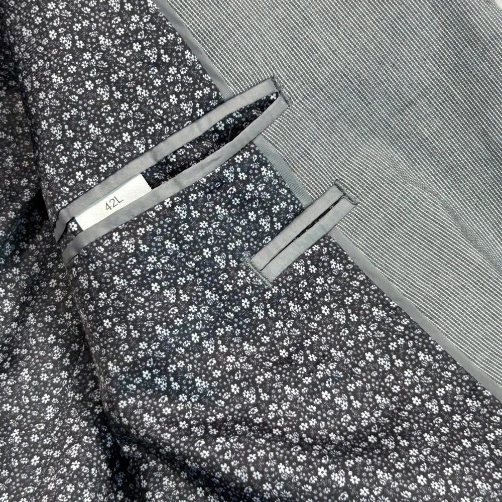 Madison Modern Fit Mens 42L Gray Cotton Blend Summer 2 Button Blazer Sport Coat